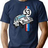 Racing Car Stripe T-Shirt for Men & Women, T-Shirts Graphic Tee - Navy