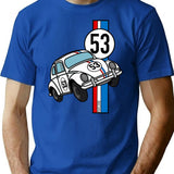 Racing Car Stripe T-Shirt for Men & Women, T-Shirts Graphic Tee - Blue