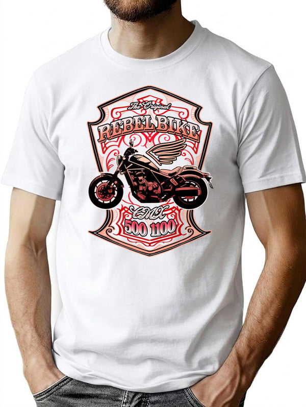 Rebel Bike T-Shirt for Men & Women, T-Shirts Graphic Tee - White