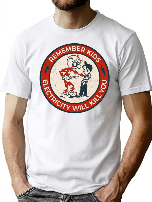 Reddy Kilowatt Electricity Will Kill You Vintage Premium Heavyweight Cotton T-Shirt - White