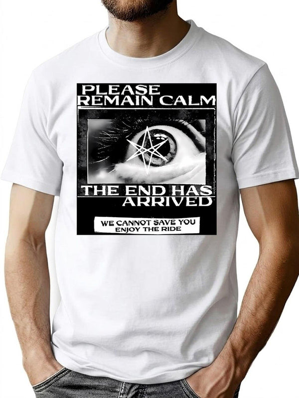 Remain Calm T-Shirt for Men & Women, T-Shirts Graphic Tee - White