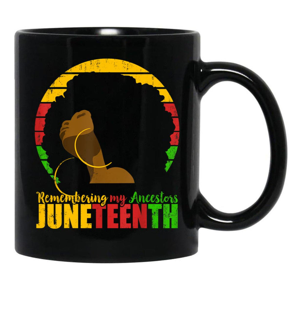 Remembering My Ancestors Juneteenth Black Freedom 1865 Gift Black Coffee Mug - Black
