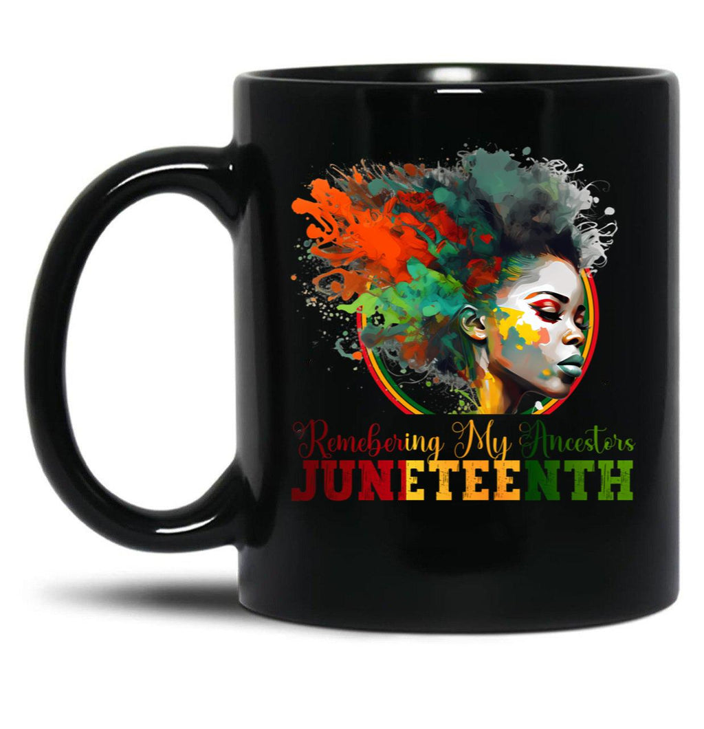 Remembering My Ancestors Juneteenth (1) Black Coffee Mug