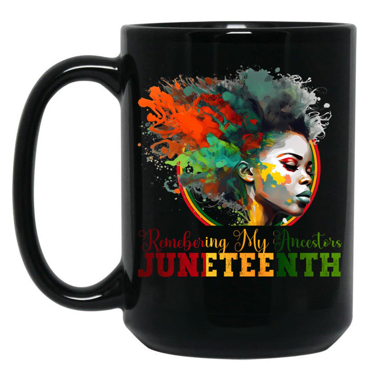 Remembering My Ancestors Juneteenth (1) Black Coffee Mug