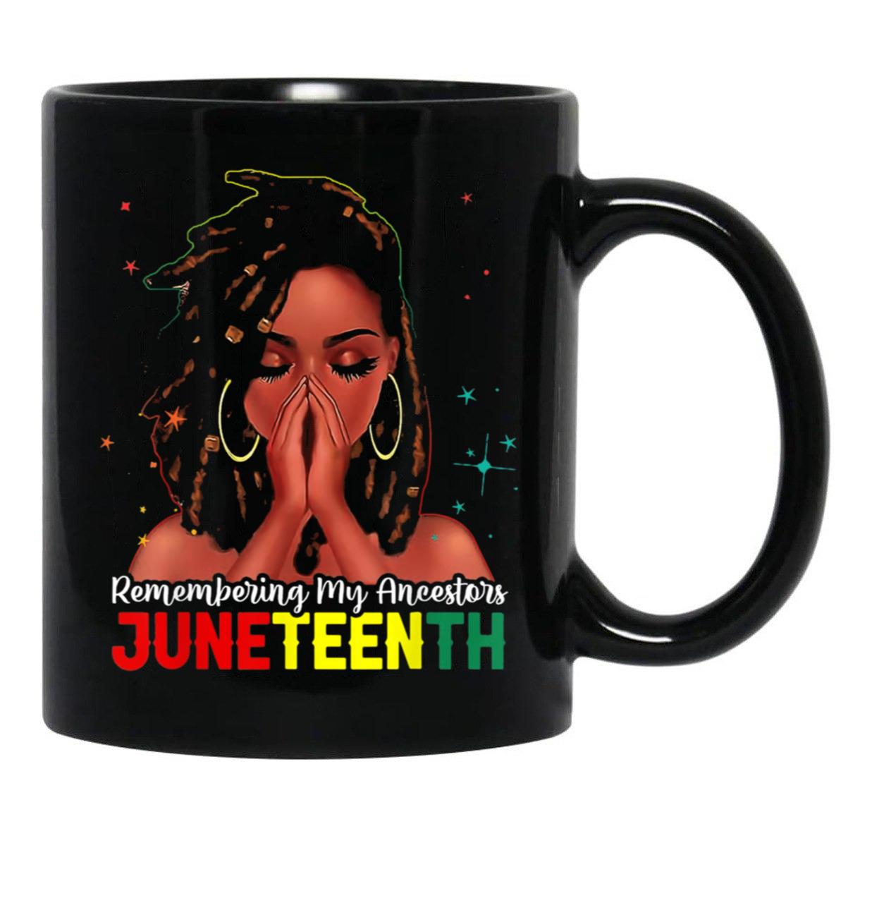 Remembering My Ancestors Juneteenth Black Coffee Mug - Black