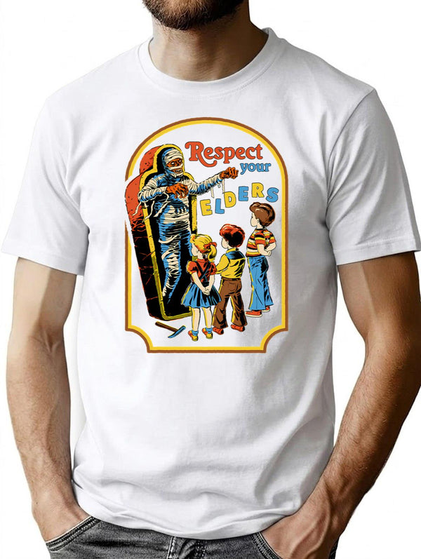 Respect Your Elders T-Shirt for Men & Women, T-Shirts Graphic Tee - White