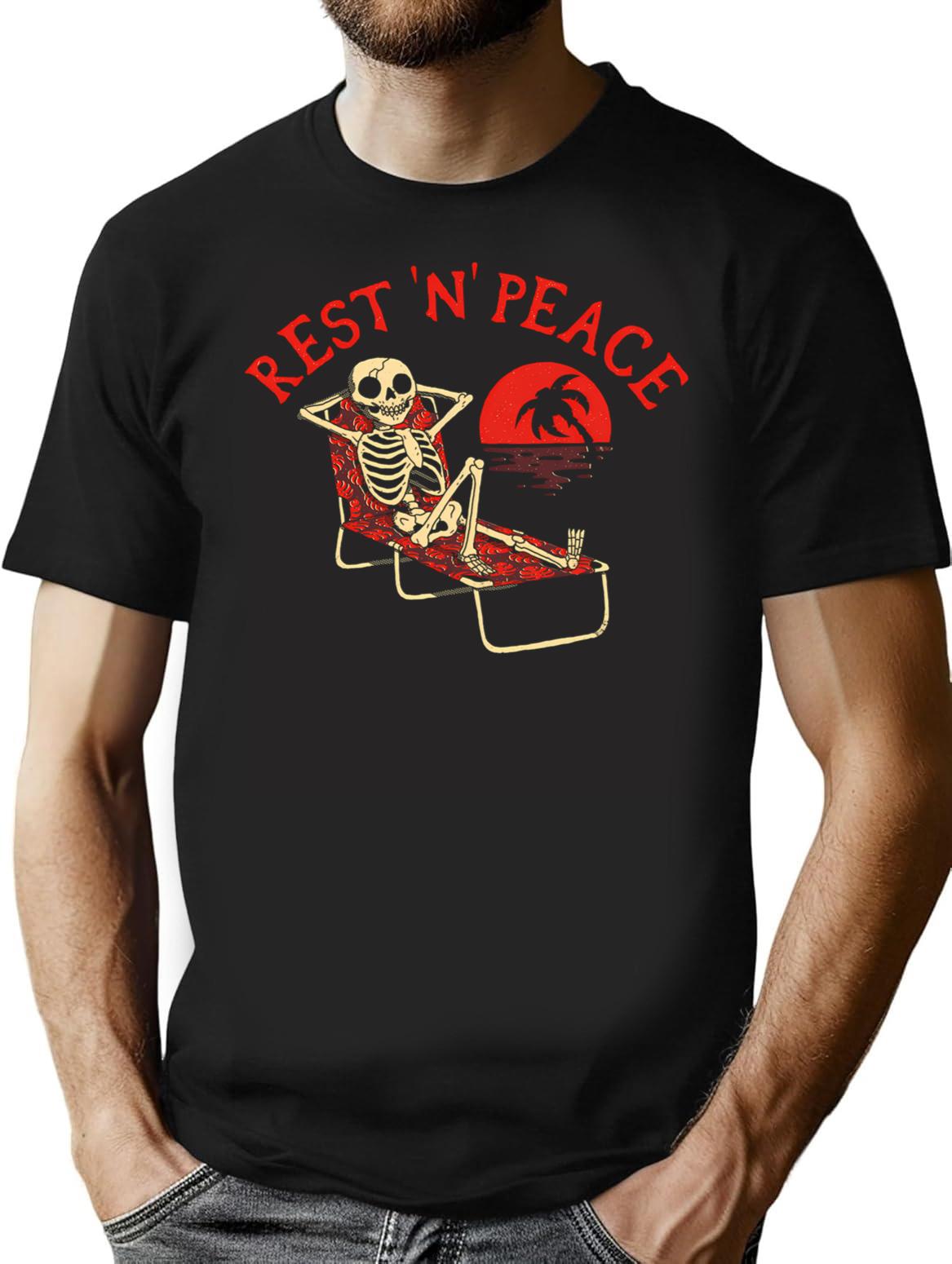 Rest N Peace T-Shirt for Men & Women, T-Shirts Graphic Tee - Black