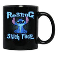 Resting Stitch Face Black Coffee Mug, Gift Coffee Mug - Black