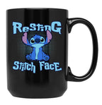 Resting Stitch Face Black Coffee Mug, Gift Coffee Mug