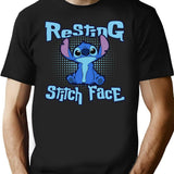 Resting Stitch Face Premium Heavyweight Cotton T-Shirt - Black
