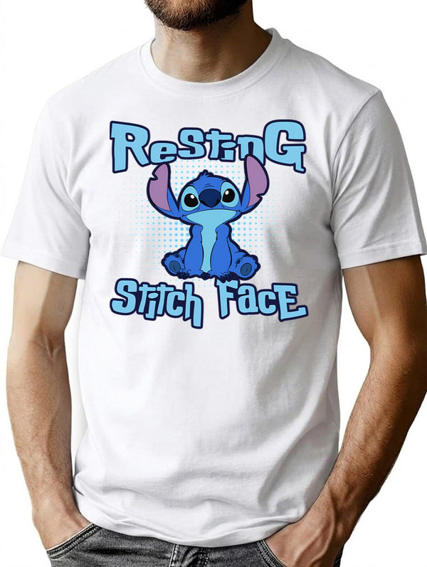 Resting Stitch Face Premium Heavyweight Cotton T-Shirt - White