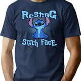 Resting Stitch Face Premium Heavyweight Cotton T-Shirt - Navy