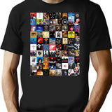 Retro Album Cover Collage T-Shirt for Men & Women, T-Shirts Graphic Tee - Black
