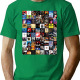 Retro Album Cover Collage T-Shirt for Men & Women, T-Shirts Graphic Tee - Green