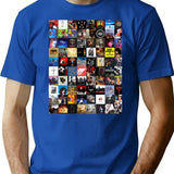 Retro Album Cover Collage T-Shirt for Men & Women, T-Shirts Graphic Tee - Blue
