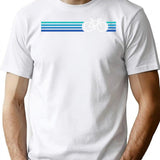 Retro Biking Style Blue T-Shirt for Men & Women, T-Shirts Graphic Tee - White