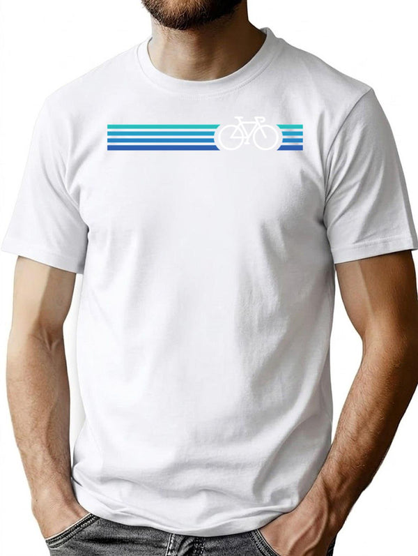 Retro Biking Style Blue T-Shirt for Men & Women, T-Shirts Graphic Tee - White