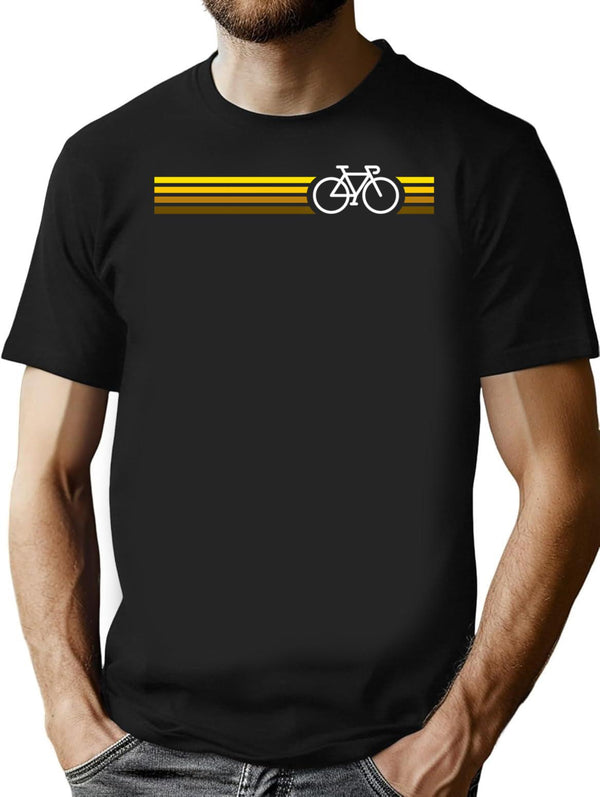 Retro Biking Style Yellow T-Shirt for Men & Women, T-Shirts Graphic Tee - Black