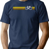 Retro Biking Style Yellow T-Shirt for Men & Women, T-Shirts Graphic Tee - Navy