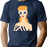 Retro Black And White Doll Vintage T-Shirt for Men & Women, T-Shirts Graphic Tee - Navy