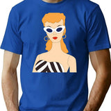 Retro Black And White Doll Vintage T-Shirt for Men & Women, T-Shirts Graphic Tee - Blue