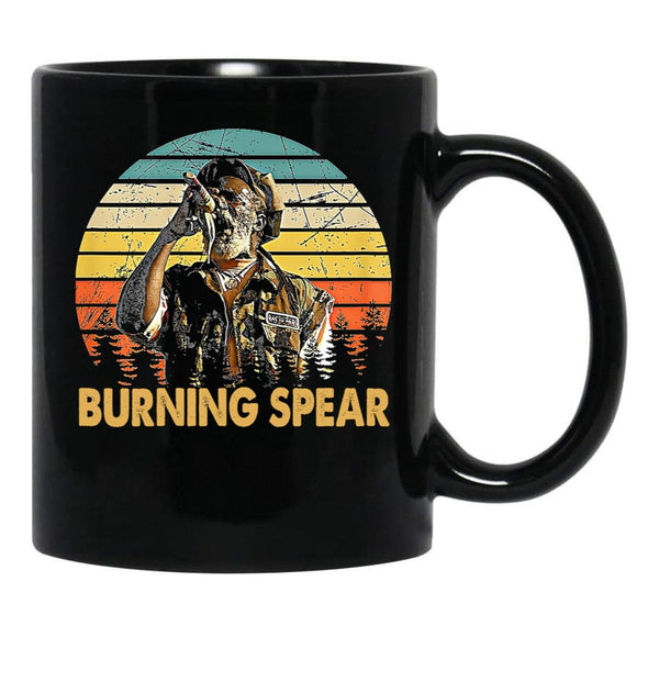 Retro Burning Art Spear Music Jamaican Singers Black Coffee Mug, Gift Coffee Mug - Black