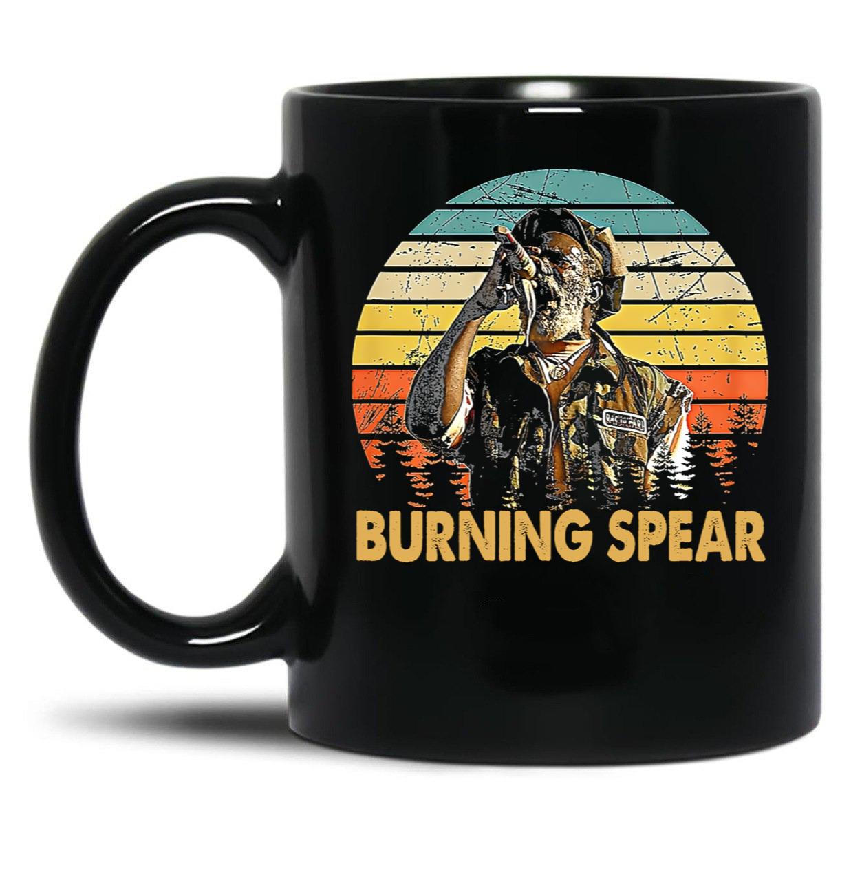 Retro Burning Art Spear Music Jamaican Singers Black Coffee Mug, Gift Coffee Mug