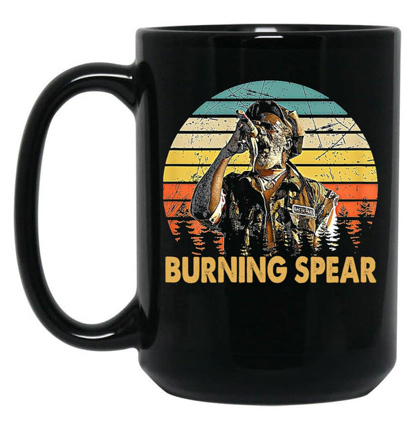 Retro Burning Art Spear Music Jamaican Singers Black Coffee Mug, Gift Coffee Mug - Black