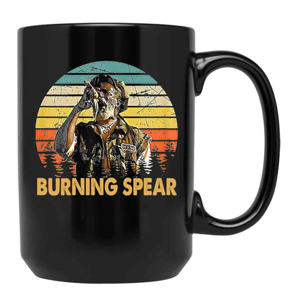 Retro Burning Art Spear Music Jamaican Singers Black Coffee Mug, Gift Coffee Mug