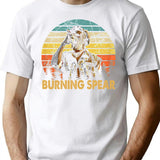 Retro Burning Art Spear Music Jamaican Singers Premium Heavyweight Cotton T-Shirt - White