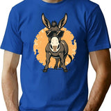 Retro Donkey With Sunglasses Funny Farm T-Shirt for Men & Women, T-Shirts Graphic Tee - Blue