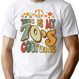 Retro Groovy This Is My 70'S Costume Funny 70S Party Vintage T-Shirt for Men & Women, T-Shirts Graphic Tee - White