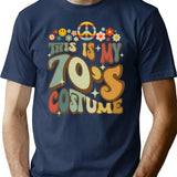 Retro Groovy This Is My 70'S Costume Funny 70S Party Vintage T-Shirt for Men & Women, T-Shirts Graphic Tee - Navy