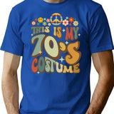 Retro Groovy This Is My 70'S Costume Funny 70S Party Vintage T-Shirt for Men & Women, T-Shirts Graphic Tee - Blue