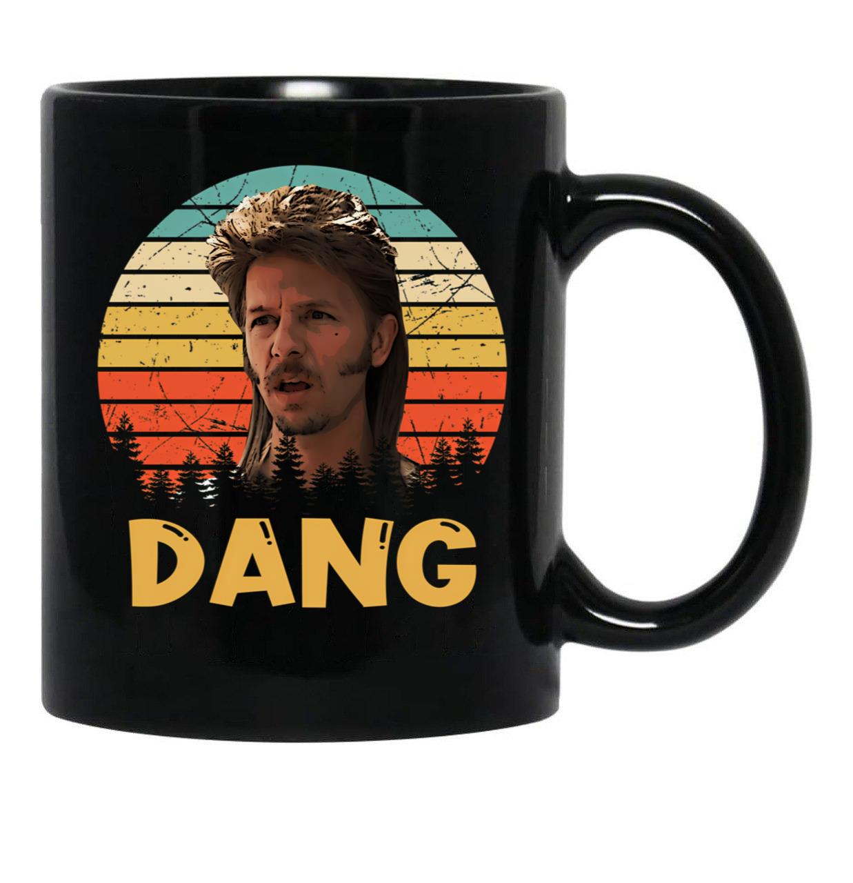Retro Joe Dirt Dang Funny Redneck Mullet - Vintage Black Coffee Mug - Black