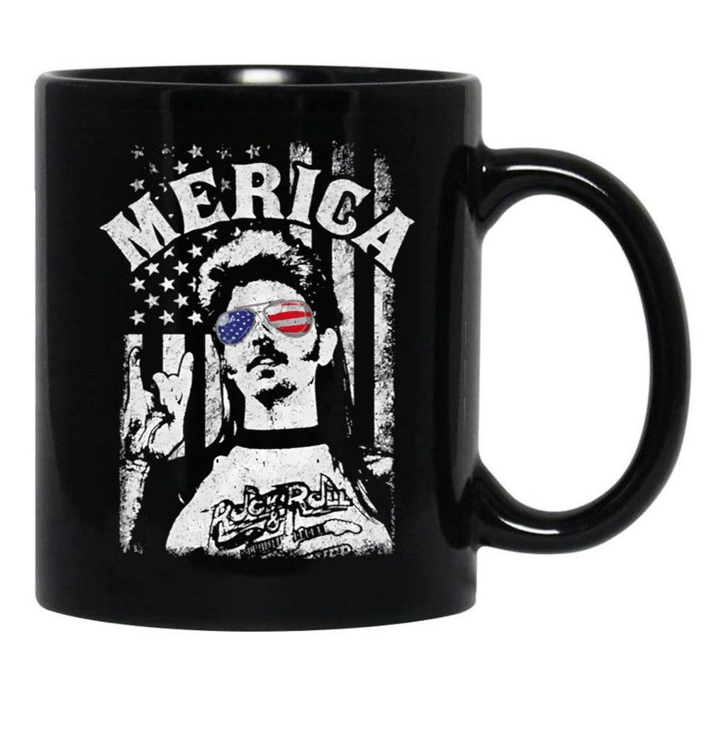 Retro Joe Dirt Merica Fire Works White Typography Quote Dang Men Women Black Coffee Mug - Black