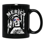 Retro Joe Dirt Merica Fire Works White Typography Quote Dang Men Women Black Coffee Mug - Black