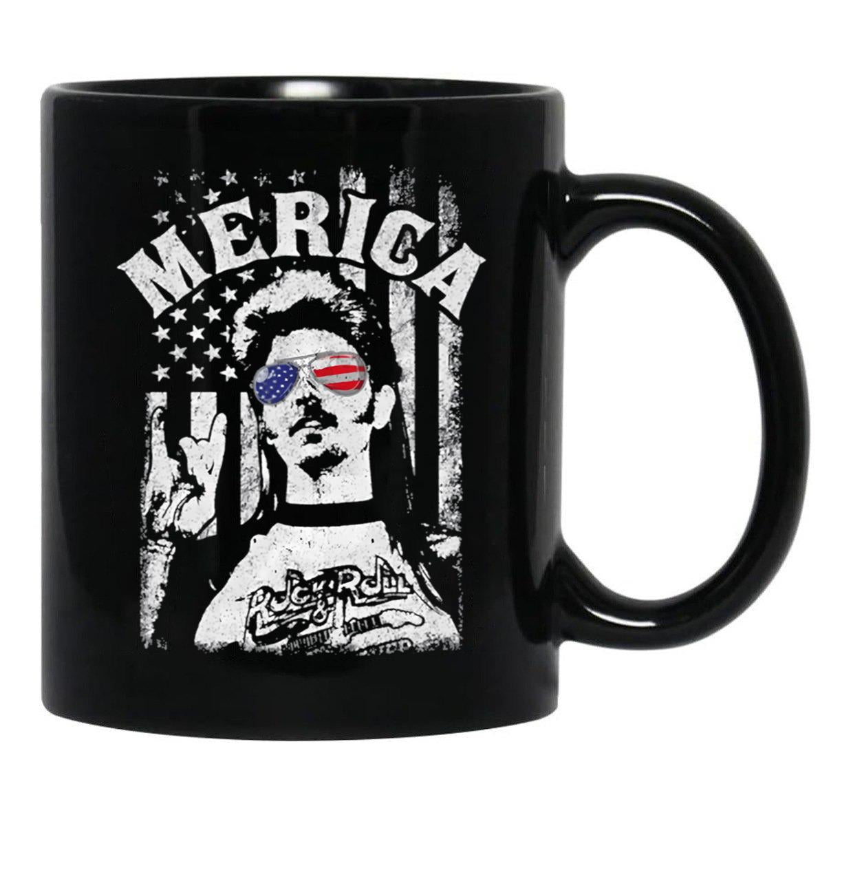 Retro Joe Dirt Merica Fire Works White Typography Quote Dang Men Women Black Coffee Mug - Black
