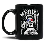 Retro Joe Dirt Merica Fire Works White Typography Quote Dang Men Women Black Coffee Mug