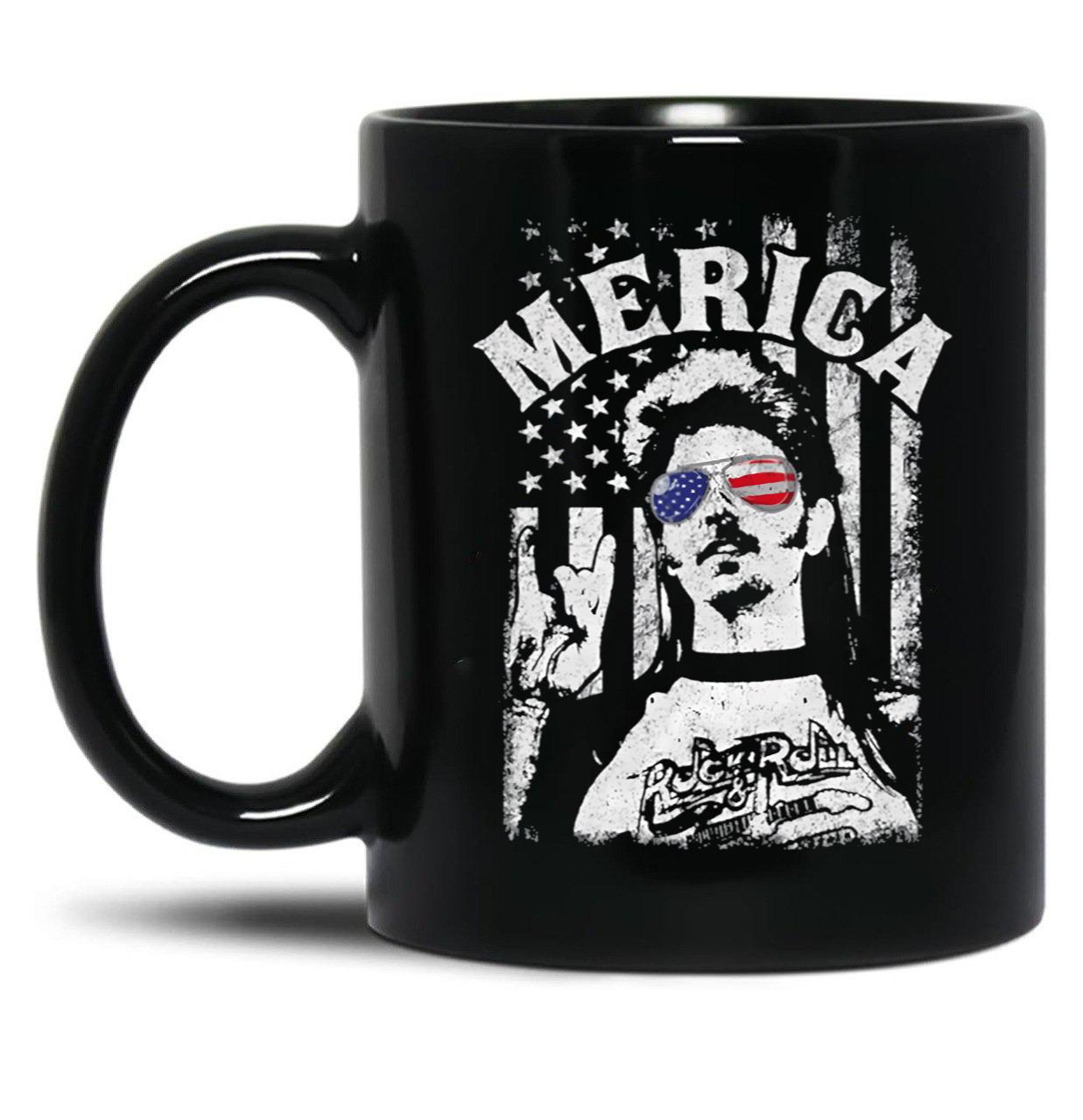 Retro Joe Dirt Merica Fire Works White Typography Quote Dang Men Women Black Coffee Mug