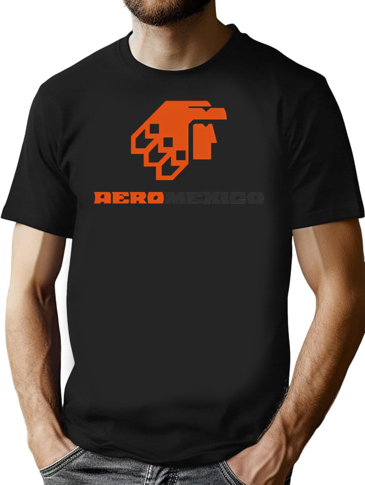 Retro Logo Aeromexico T-Shirt for Men & Women, T-Shirts Graphic Tee - Black