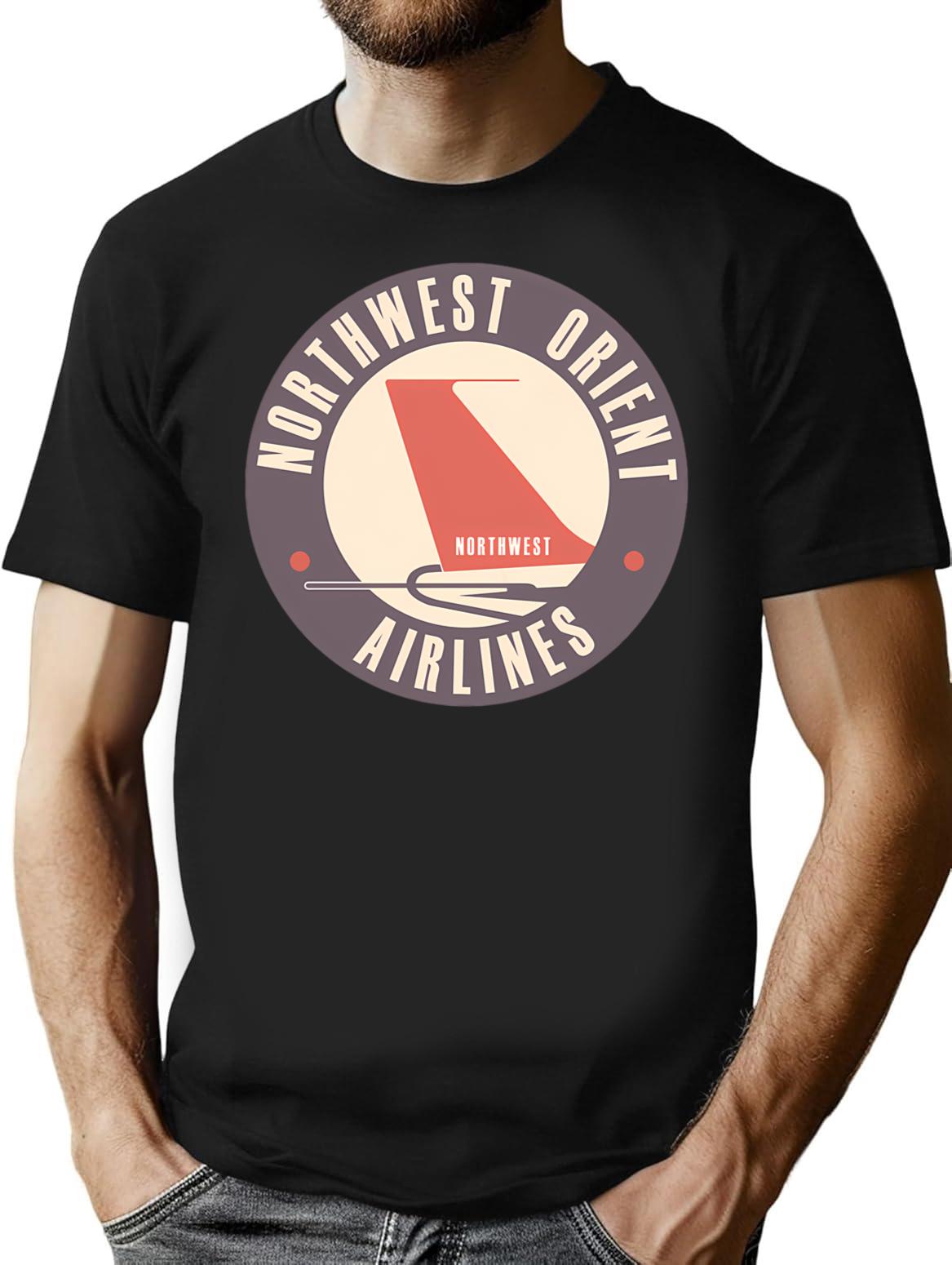 Retro Northwest Airlines T-Shirt for Men & Women, T-Shirts Graphic Tee - Black