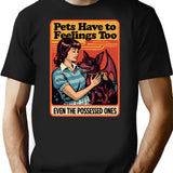 Retro Possessed Dog Dark Humor Pet Adoption T-Shirt for Men & Women, T-Shirts Graphic Tee - Black