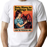 Retro Possessed Dog Dark Humor Pet Adoption T-Shirt for Men & Women, T-Shirts Graphic Tee - White