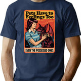 Retro Possessed Dog Dark Humor Pet Adoption T-Shirt for Men & Women, T-Shirts Graphic Tee - Navy