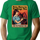 Retro Possessed Dog Dark Humor Pet Adoption T-Shirt for Men & Women, T-Shirts Graphic Tee - Green