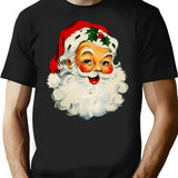 Retro Santa Christmas Design T-Shirt for Men & Women, T-Shirts Graphic Tee - Black