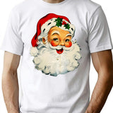 Retro Santa Christmas Design T-Shirt for Men & Women, T-Shirts Graphic Tee - White