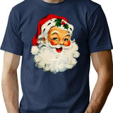 Retro Santa Christmas Design T-Shirt for Men & Women, T-Shirts Graphic Tee - Navy