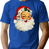Retro Santa Christmas Design T-Shirt for Men & Women, T-Shirts Graphic Tee - Blue